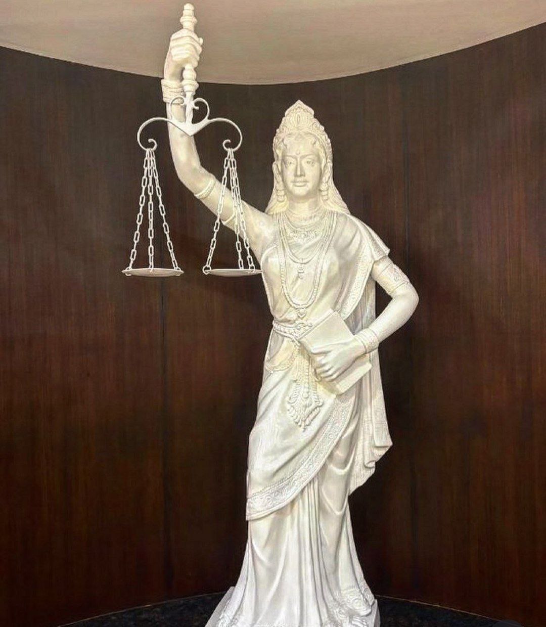 Indian Lady Justice statue representing clear sight and transparent justice